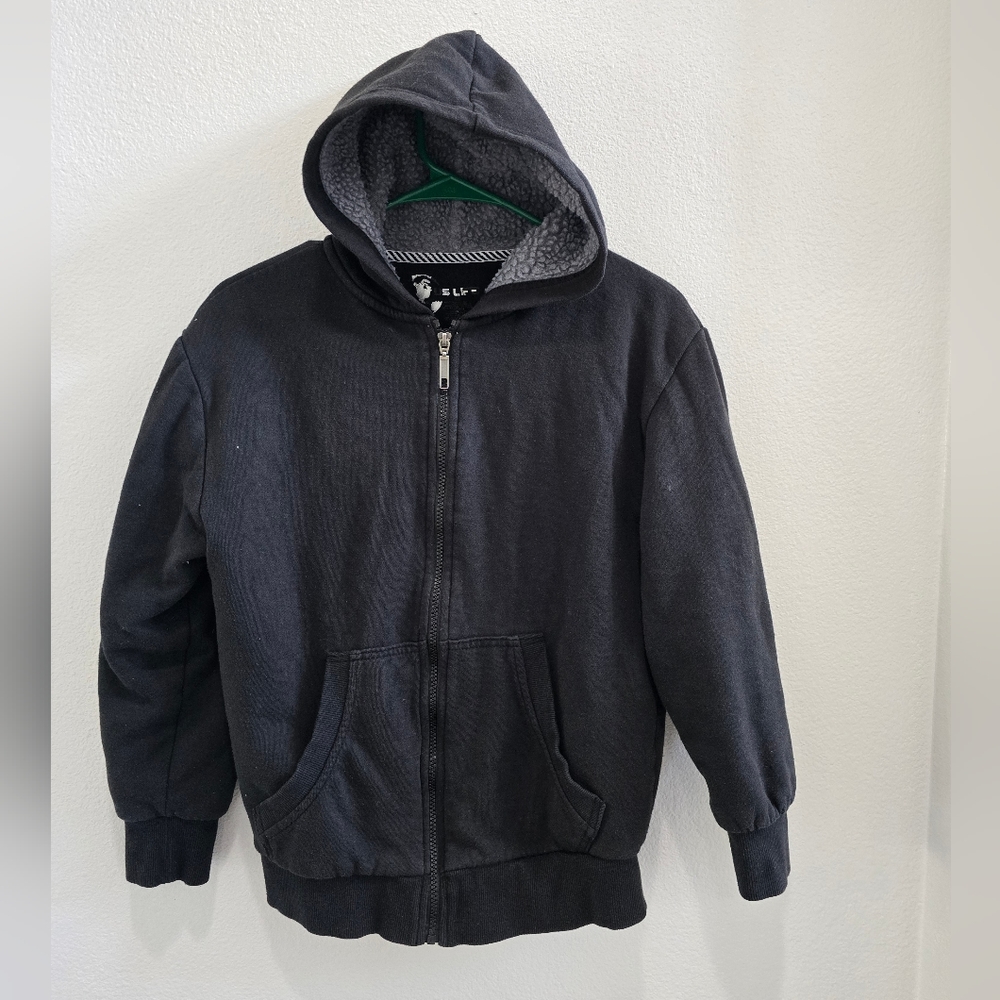 US Life Youth XL plain black, fleece lined,  zip up hoodie